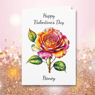 Valentine's Day   Watercolor Rose Card