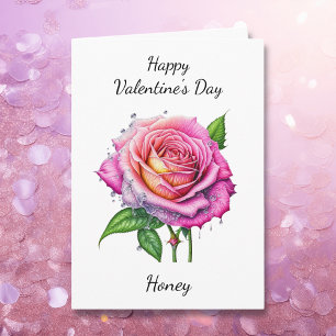 Valentine's Day   Watercolor Rose Card