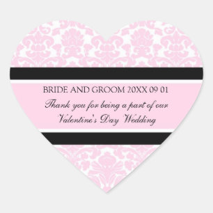 Valentine's Day Wedding Favour Tags Pink Damask