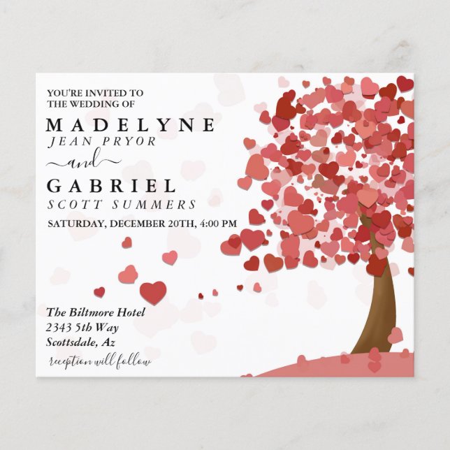 Valentine's Day Wedding Heart tree Budget (Front)