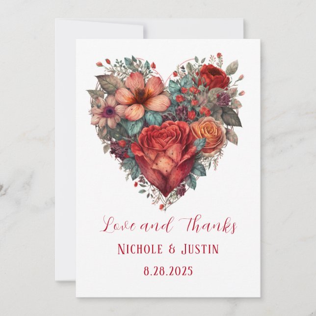 Valentine's Day Wedding Love and Thanks Invitation (Front)