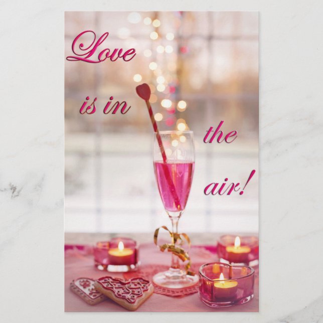 Valentine's Day Wedding Love Champagne Stationery (Front)