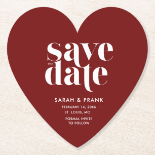 Valentine's Day Wedding Save the Date Paper Coaster