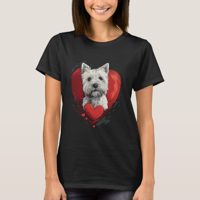 Valentine's Day West Highland White Terrier T-Shirt (Front)