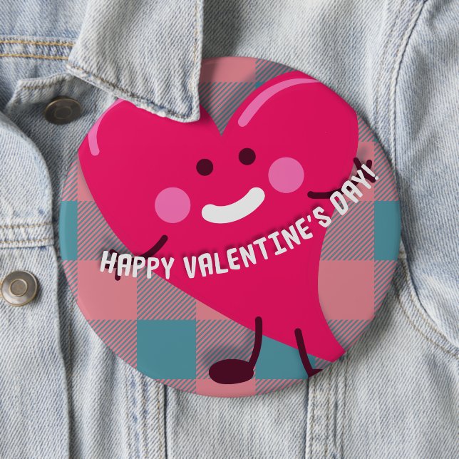 Valentine's Day | Whimsical Heart Character 6 Cm Round Badge (In Situ)