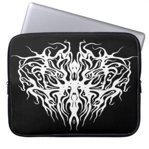 Valentine's Day White Heart Tribal Tattoo  Laptop Sleeve