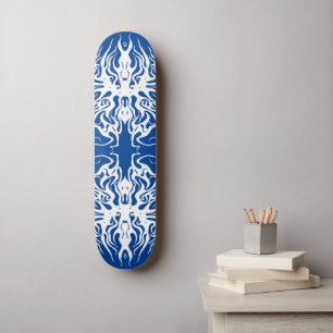 Valentine's Day White Heart Tribal Tattoo  Skateboard