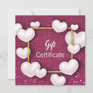 Valentine's Day White Hearts - Gift Certificate Holiday Card