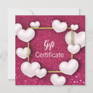 Valentine's Day White Hearts Glitter Gift Card