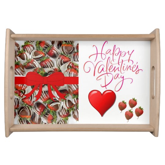 Valentines day white red hearts serving tray