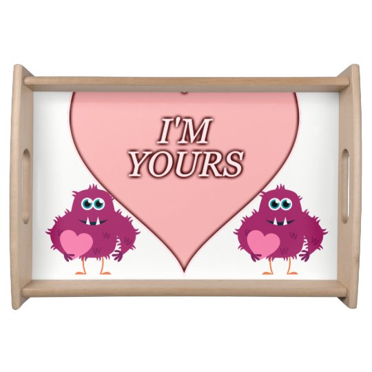 Valentines day white red hearts serving tray