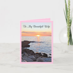 Valentine's Day Wife Photo of Sunset on the Sea Holiday Card