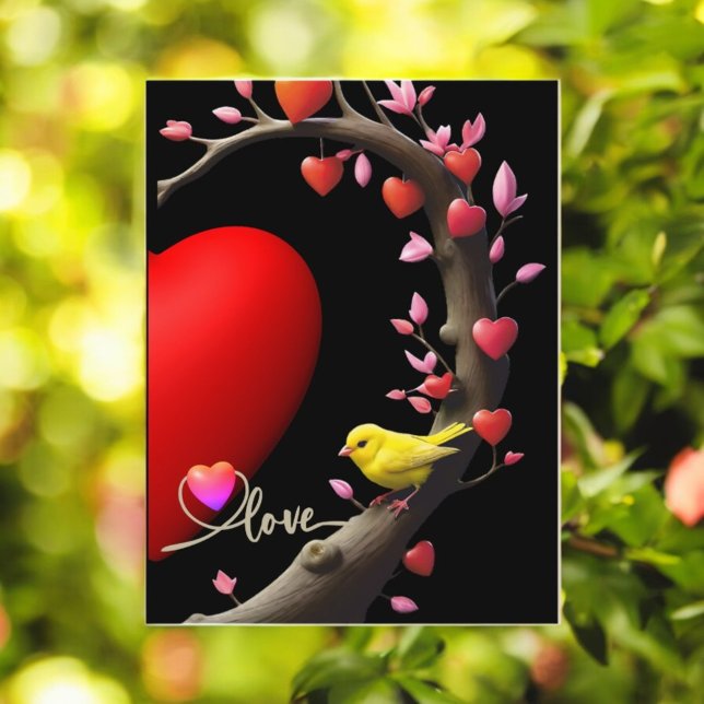 Valentine's Day with Canary bird Holiday Postcard (Creator Uploaded)