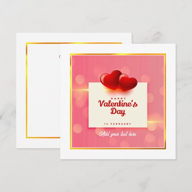 Valentine's Day With Red Hearts I Romantic Love   Holiday Card (Front/Back)