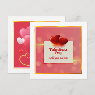 Valentine's Day With Red Hearts I Romantic Love   Holiday Card