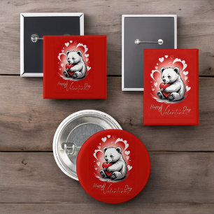 Valentine's Day with Rich Teddy Bear 3 Cm Round Badge