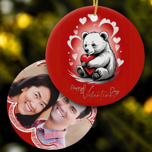 Valentine's Day with Rich Teddy Bear Ceramic Tree Decoration (Creator Uploaded)
