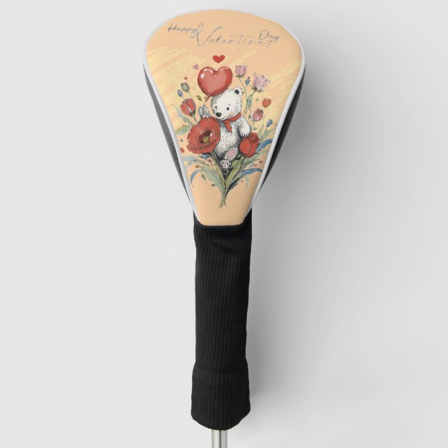 Valentine's Day with Rich Teddy Bear Golf Head Cover (Front)