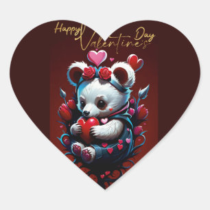 Valentine's Day with Rich Teddy Bear Heart Sticker