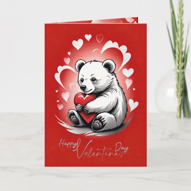 Valentine's Day with Rich Teddy Bear Holiday Card (Front)