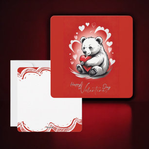 Valentine's Day with Rich Teddy Bear Holiday Card