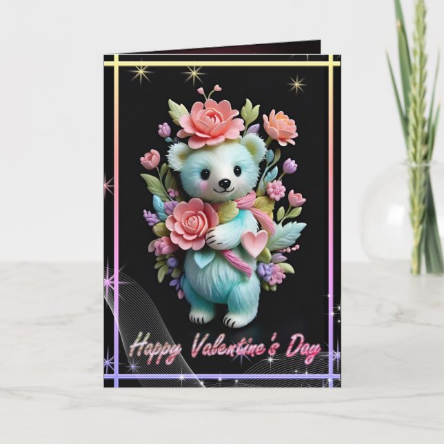 Valentine's Day with Rich Teddy Bear Holiday Card (Front)