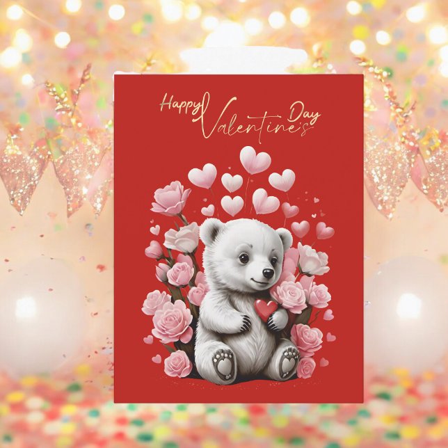 Valentine's Day with Rich Teddy Bear Holiday Postcard (Creator Uploaded)