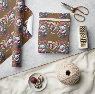 Valentine's Day with Rich Teddy Bear Wrapping Paper