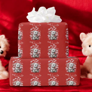 Valentine's Day with Rich Teddy Bear Wrapping Paper