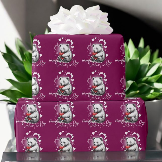 Valentine's Day with Rich Teddy Bear Wrapping Paper (Creator Uploaded)