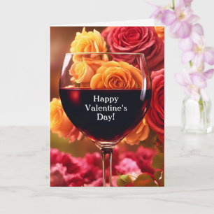 Valentines Day With Wine and Roses Humour Card