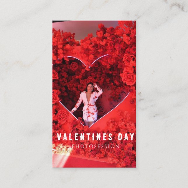 Valentine's Day Woman Girl Photosession Business Card (Front)