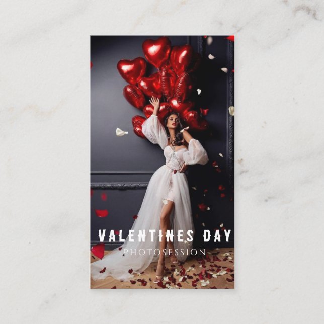 Valentine's Day Woman Girl Photosession Business Card (Front)