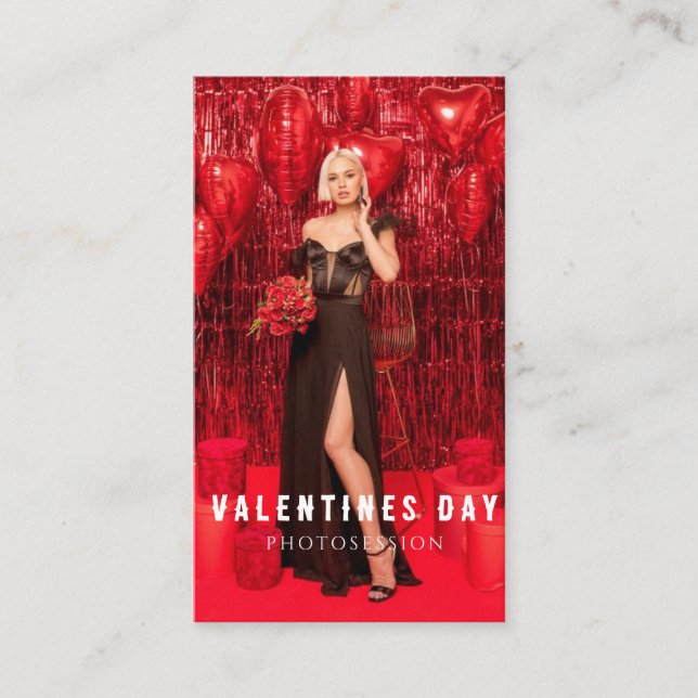 Valentine's Day Woman Girl Photosession  Business Card (Front)