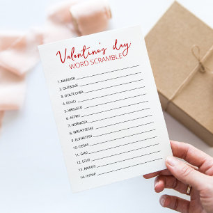 Valentine's day Word Scramble Game party Card