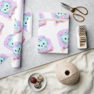 Valentine's Day Wrapping Paper Cat Kitten Love 