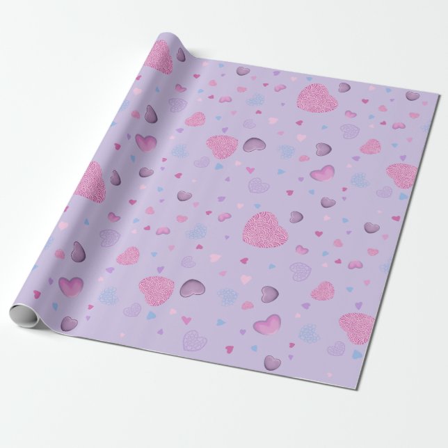 Valentine's day wrapping paper full of hearts (Unrolled)