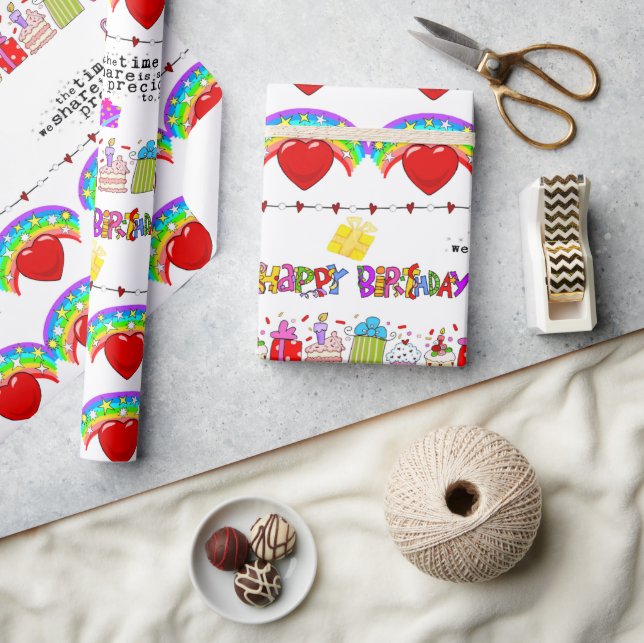 Valentine's Day Wrapping Paper Happy Birthday (Crafts)