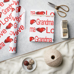 Valentine's Day Wrapping Paper Love Grandma Hearts