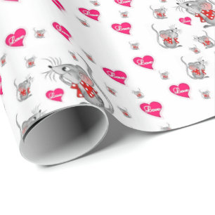 Valentine's Day Wrapping Paper Mice