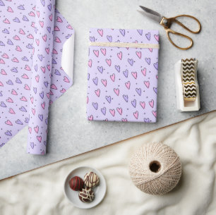 Valentine's Day Wrapping Paper Pink & PurpleHearts