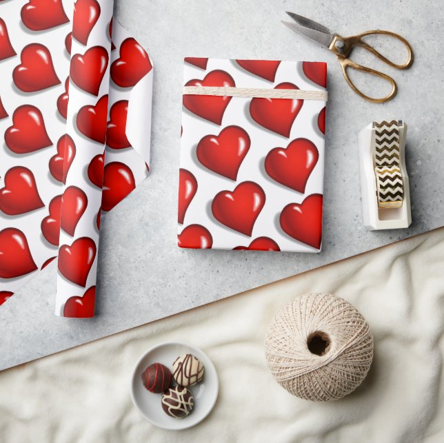 Valentine's Day Wrapping Paper Red Hearts (Crafts)