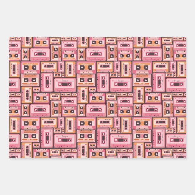 Valentine's Day Wrapping Paper | Retro Mix Tape (Front)