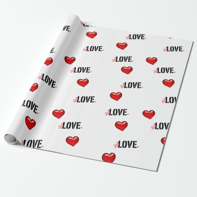 Valentine's day Wrapping Paper Roll (Unrolled)