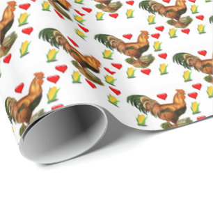 Valentine's Day Wrapping Paper Rooster