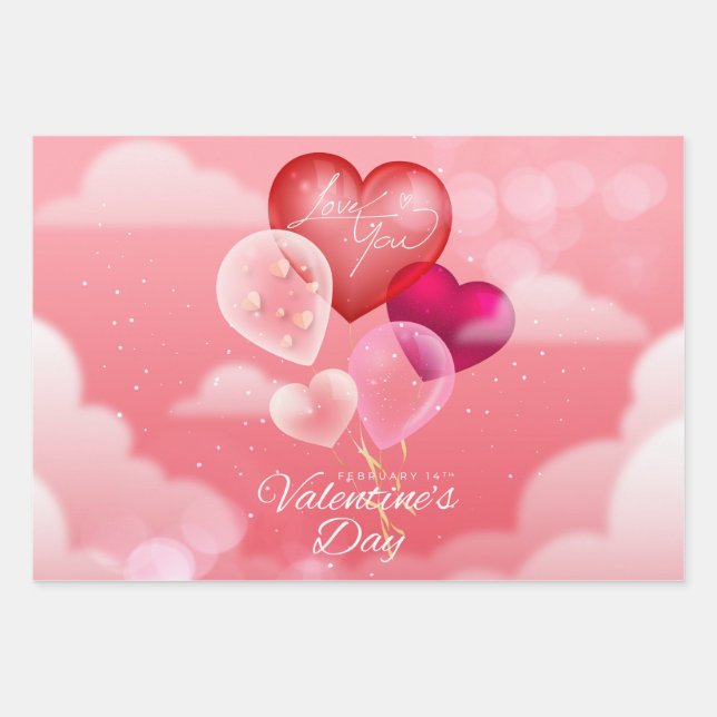 Valentines Day Wrapping Paper Sheet (Front)