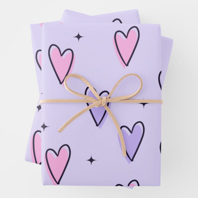  Valentine's Day Wrapping Paper Sheets (In situ)
