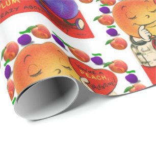 Valentine's Day Wrapping Paper Vintage Peach Plum
