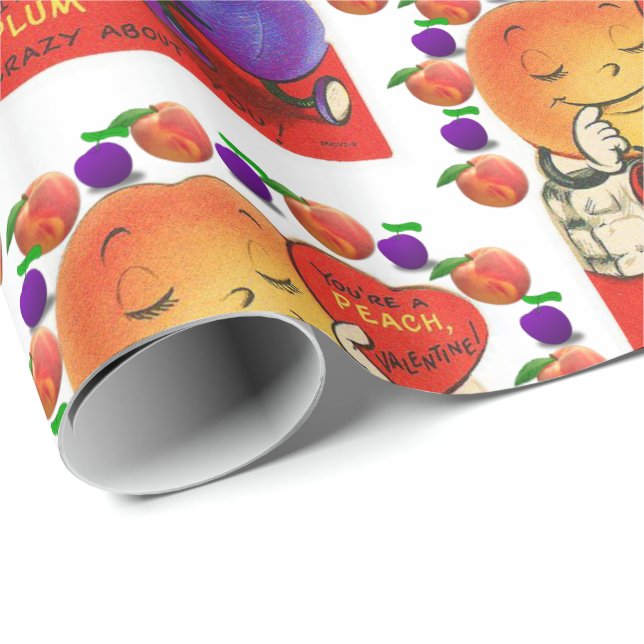 Valentine's Day Wrapping Paper Vintage Peach Plum (Roll Corner)