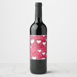 Valentines day wrapping paper with hearts & swirls wine label